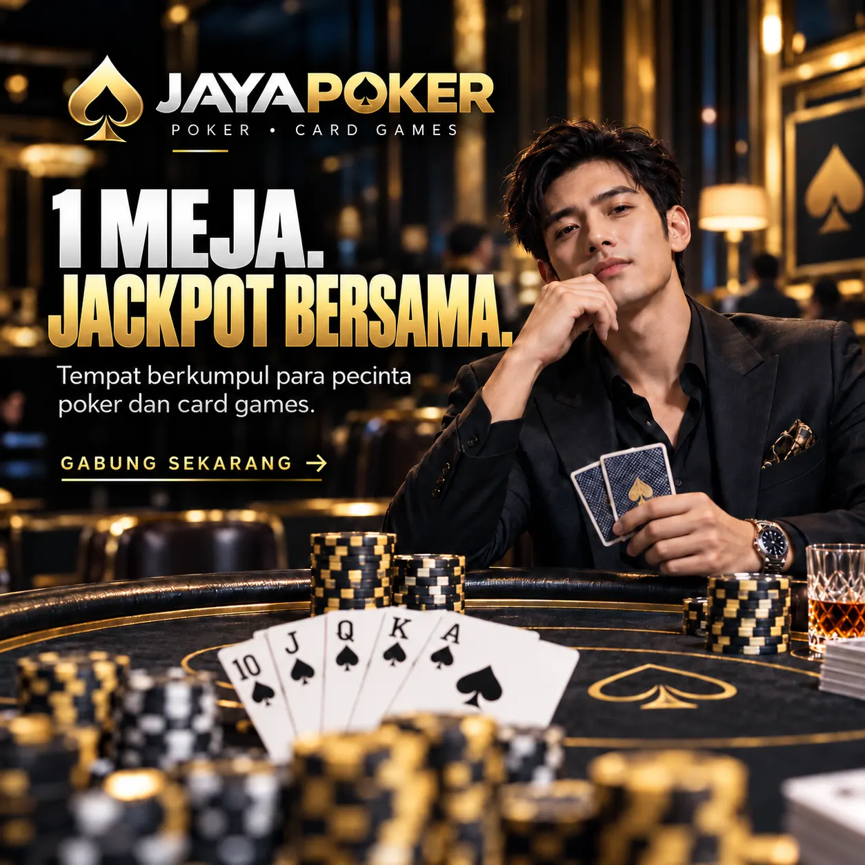 Banner JAYAPOKER dengan tema poker club